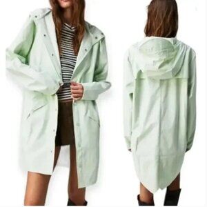 NWT RAINS Unisex Long Rain Jacket MINT GREEN  NWT MSRP $125 Size EXTRA LARGE